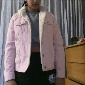 Size small pink Sherpa lined corduroy jacket